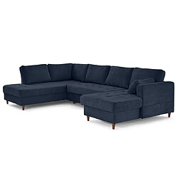 Lisa Design Anna - canapé panoramique d'angle gauche 7 places convertible avec coffre en velours pas cher