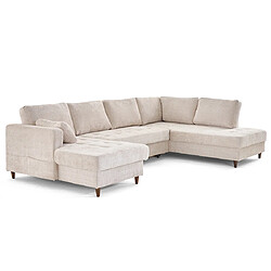 Lisa Design Anna - canapé panoramique d'angle droit 7 places convertible avec coffre en velours pas cher