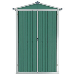 Helloshop26 Abri de jardin cabane cabanon maison de stockage remise extérieur hangar outils robuste 116 x 45 x 175 cm acier galvanisé vert 02_0022343