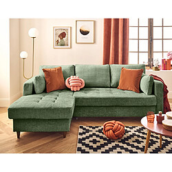 Lisa Design Anna Canapé d'angle gauche 4 places - Vert sauge Velours