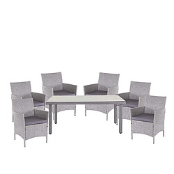 Decoshop26 Ensemble en polyrotin gris salon de jardin