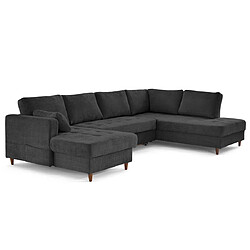 Lisa Design Anna - canapé panoramique d'angle droit 7 places convertible avec coffre en velours pas cher