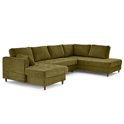 Lisa Design Anna - canapé panoramique d'angle droit 7 places convertible avec coffre en velours pas cher