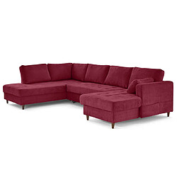 Lisa Design Anna - canapé panoramique d'angle gauche 7 places convertible avec coffre en velours pas cher
