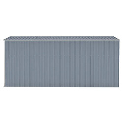 Helloshop26 Abri de jardin cabane cabanon maison de stockage remise extérieur hangar outils robuste mural 118 x 382 x 178 cm acier galvanisé gris 02_0022334