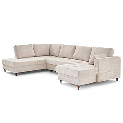 Lisa Design Anna - canapé panoramique d'angle gauche 7 places convertible avec coffre en velours pas cher