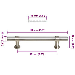 vidaXL Poignées d'armoire 10 pcs argenté 96 mm acier inoxydable pas cher