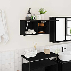 vidaXL Armoire murale Noir Armoire murale salle de bain - Bois d'ingénierie - Porte à vérin - 60 x 25 x 30 cm