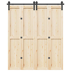 VidaXL Kit de quincaillerie de porte coulissante 183 cm - Noir