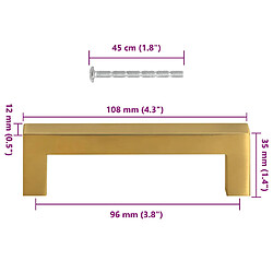 vidaXL Poignées d'armoire 10 pcs doré 96 mm acier inoxydable pas cher