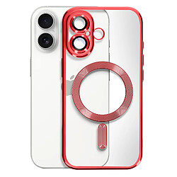 AVIZAR iPhone 16 - Rouge Coque MagSafe silicone - Dos transparent - Protection intégrale caméra