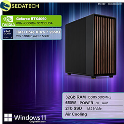 Sedatech Workstation Premium • Intel Core Ultra 7 265KF • RTX4060 • 32Go DDR5 • 2To SSD M.2 • Windows 11
