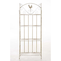 Decoshop26 Étagère colonne métal - Crème vieilli