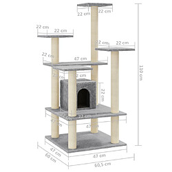 Acheter Helloshop26 Arbre à chat tour avec maison et griffoirs 110 cm gris