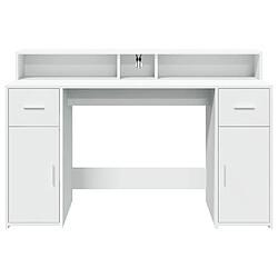 Helloshop26 Bureau LED 140x55x91 cm bois blanc