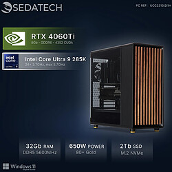 Sedatech Workstation, Core Ultra 9 285K, RTX4060Ti, 32Go DDR5, 2To SSD, Win 11
