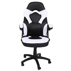 Acheter Decoshop26 Chaise de bureau pivotante avec accoudoir réglable en hauteur PVC noir et blanc 04_0006226