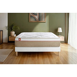Ensemble Matelas Patriote, 27 Cm Ressorts Ensachés, Ferme Réversible+sommier Beige Ep20cm + 2 Oreillers + Couette - Maison