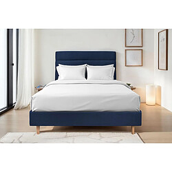 Sommeil de plomb Lit 160x200 velours - Bleu pas cher
