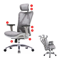 Decoshop26 Fauteuil de bureau ergonomique - Gris