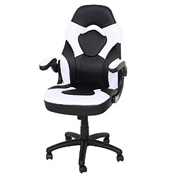 Decoshop26 Chaise de bureau pivotante avec accoudoir réglable en hauteur PVC noir et blanc 04_0006226 