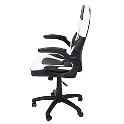 Avis Decoshop26 Chaise de bureau pivotante avec accoudoir réglable en hauteur PVC noir et blanc 04_0006226