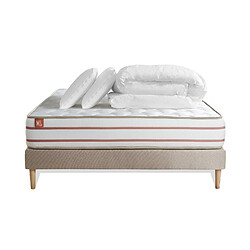 Marmottes & Co Pack prêt à dormir matelas LE DOUX 160x200cm Mémoire de forme - Ep. 24cm + sommier Beige