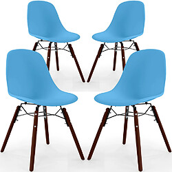 ICONIK INTERIOR Chaises de Salle à Manger - Design Scandinave - Pieds en Bois Sombre - Lot de 4 - Skögur Bleu