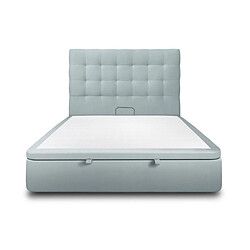 Sommeil de plomb Lit coffre velours - Bleu gris