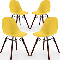 ICONIK INTERIOR Chaises de Salle à Manger - Design Scandinave - Pieds en Bois Sombre - Lot de 4 - Skögur Jaune