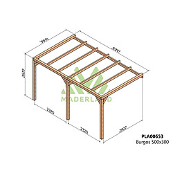 Maderland Pergola Burgos Pergola accolée en bois lamellé-collé - 500 x 300 cm