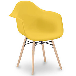 ICONIK INTERIOR Chaise de Salle à Manger Design Scandinave - Pieds en Bois - Nordika Jaune