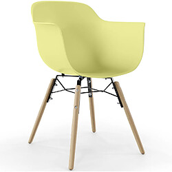 ICONIK INTERIOR Iconik Nordika - Jaune Pâle Chaise design scandinave - Siège en PP - Pieds bois hêtre - Design élégant