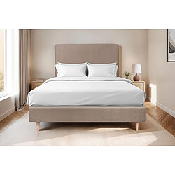 Sommeil de plomb Lit 2 places tapissier - Taupe pas cher