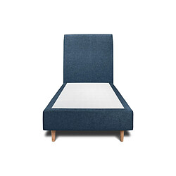 Sommeil de plomb Lit 90x190cm Sommeil-de-Plomb - Bleu Lit simple - Tête de lit tapissier tissu - Sommier tapissier - Pieds bois 15 cm - Tissu OEKO-TEX - Hauteur totale 35 cm