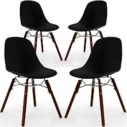 ICONIK INTERIOR Chaises de Salle à Manger - Design Scandinave - Pieds en Bois Sombre - Lot de 4 - Skögur Noir