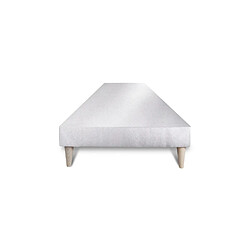 Sleepfit SOMMEIL-DE-PLOMB Tissu Blanc 100x200 Sommier tapissier tissu - Multi lattes peuplier massif - Structure renforcée - Pieds bois coniques compris - Tissu OEKO-TEX