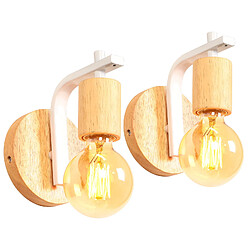 Stoex Lot De 2 - Appliques Murales Bois/Métal