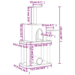 Acheter Helloshop26 Arbre à chat tour avec maison et tunnel 122 cm gris