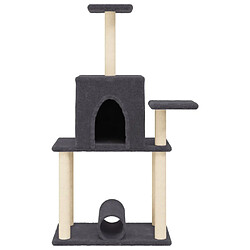 Helloshop26 Arbre à chat tour avec maison et tunnel 122 cm gris