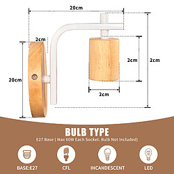 Stoex Lot De 2 - Appliques Murales Bois/Métal pas cher