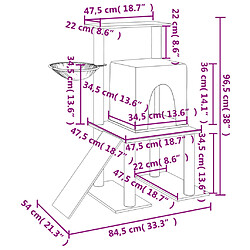 Helloshop26 Arbre à chat tour avec maison et panier 96,5 cm crème pas cher