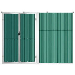 Helloshop26 Abri de jardin cabane cabanon maison de stockage remise extérieur hangar outils robuste 225 x 89 x 161 cm acier galvanisé vert 02_0022430