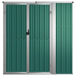 Helloshop26 Abri de jardin cabane cabanon maison de stockage remise extérieur hangar outils robuste 161 x 89 x 161 cm acier galvanisé vert 02_0022429