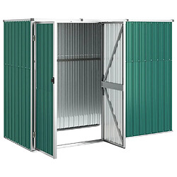 Helloshop26 Abri de jardin cabane cabanon maison de stockage remise extérieur hangar outils robuste 225 x 89 x 161 cm acier galvanisé vert 02_0022430