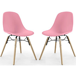 ICONIK INTERIOR Chaise de Salle à Manger - Design Scandinave - Pieds en Bois - Lot de 2 - Skögur Rose