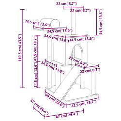 Acheter Helloshop26 Arbre à chat tour avec maison et tunnel 110,5 cm gris
