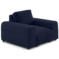 Lisa Design Garance Fauteuil en velours côtelé - Bleu Fauteuil en velours côtelé - Structure bois - Rembourrage mousse 30kg/m3 - Classique - 119 x 108 x 79 cm