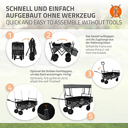 Acheter Hauki Chariot de transport pliable avec toit gris avec poches pour enfants charge 80kg