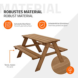 ML-Design Ensemble de jeu pour enfants bois marron 4 places table de pique-nique + 2 bancs pas cher